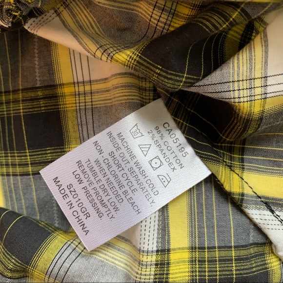 Adam Jacobs Blouse Black Yellow Plaid SS Sz 16 - Picture 10 of 10